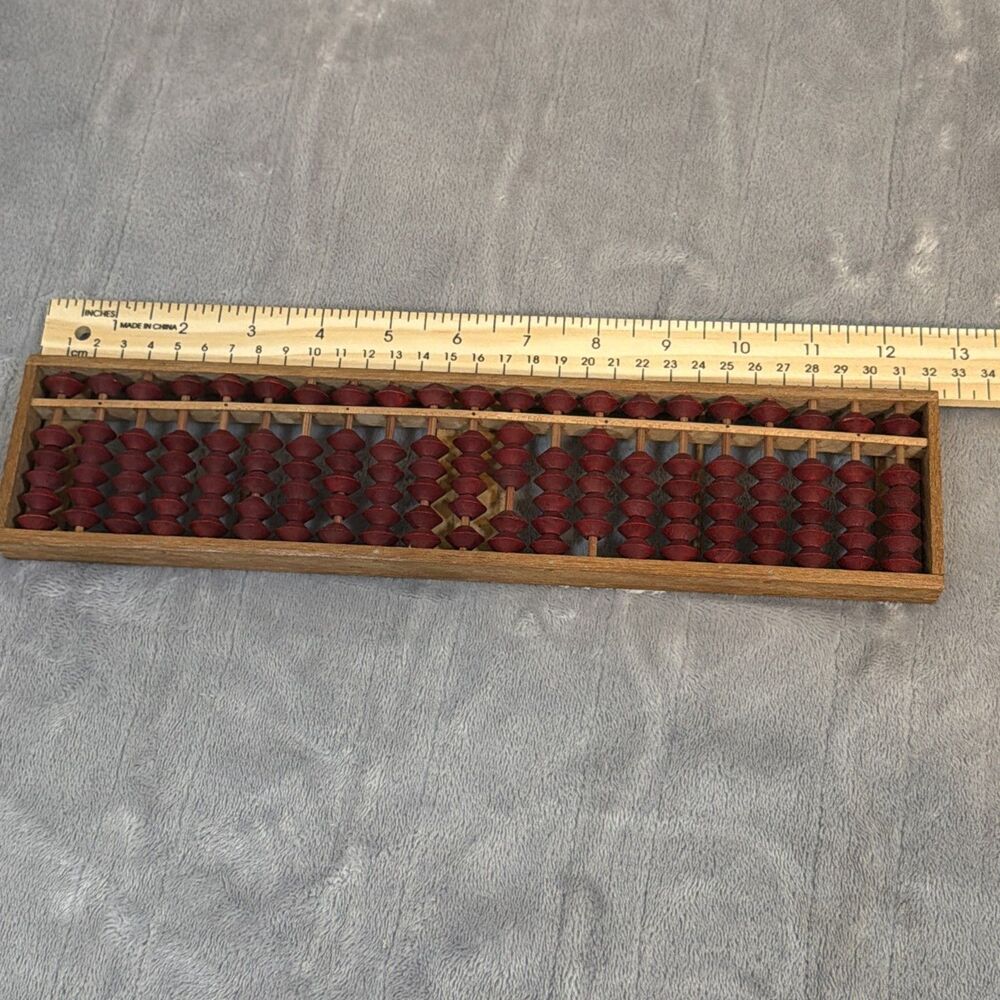 Japanese Abacus Vintage Wooden Soroban Calculator 1/5 Beads 21 Rows 12.5” JP